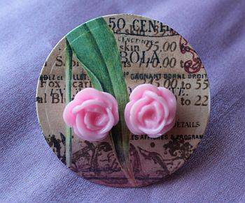 SALE!  Baby Pink Rose Stud Earrings