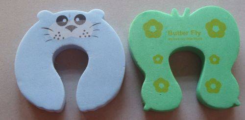 Green Butterfly and Blue Cat Safety Door Stopper