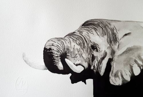 Original Painting by Lorna Pauls - Elephant (37 x 28 cm or 14.5 x 11")