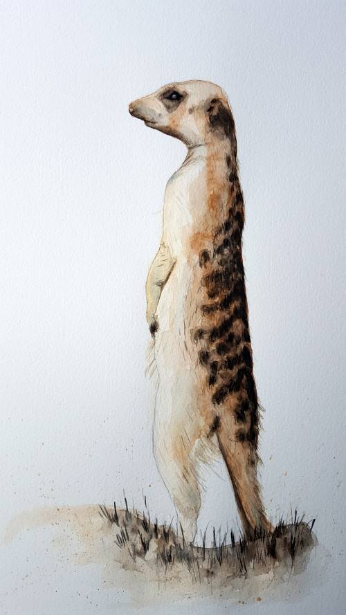 Original Painting by Lorna Pauls - Meerkat (554 x 378 mm or 21.8 x 14.8")