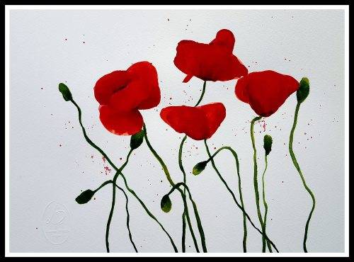 Original Painting by Lorna Pauls - Poppies 1 (37 x 28 cm or 14.5 x 11")