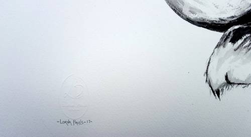 Original Painting by Lorna Pauls - Buffallo Black&White 2 (55cm x 37.5cm)