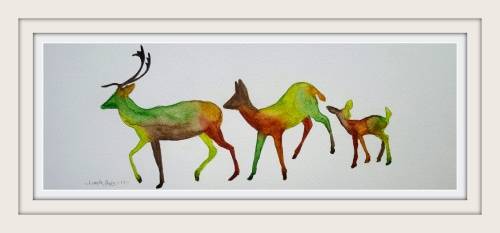 Original Painting by Lorna Pauls - Decor Forest Deer 1 (37.5cm x 13.5cm)