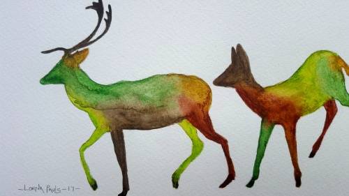 Original Painting by Lorna Pauls - Decor Forest Deer 1 (37.5cm x 13.5cm)