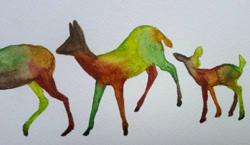 Original Painting by Lorna Pauls - Decor Forest Deer 1 (37.5cm x 13.5cm)