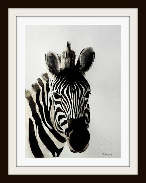 Original Painting by Lorna Pauls - Zebra2 (29.7cm x 42cm)