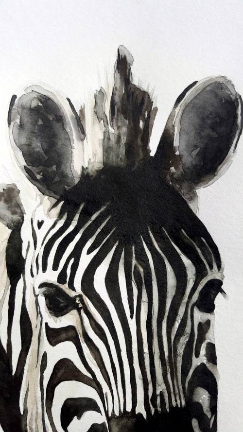 Original Painting by Lorna Pauls - Zebra2 (29.7cm x 42cm)