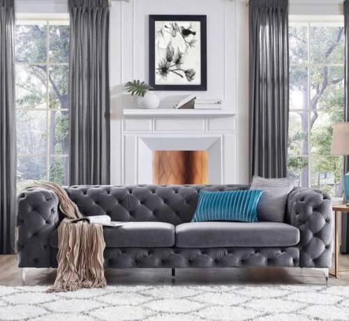 Luxury Deep Button Suede Couch