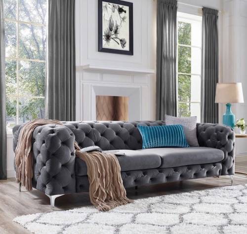 Luxury Deep Button Suede Couch