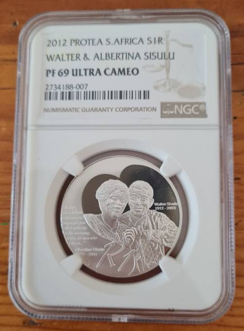 2012 Protea SA Silver Rand - Walter and Albertina Sisulu - PF69