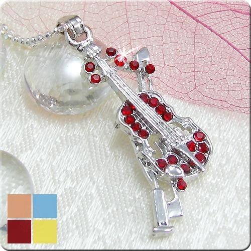 22x2mm Red Austria Crystal - Violin Pendant 18KGP