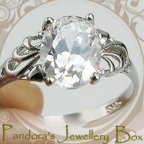 925 Sterling Silver 2.55ct White Sapphire Ring Size 7