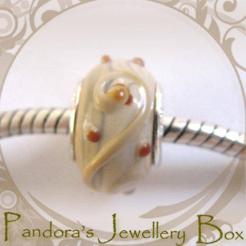 Murano Lampwork Glass EURO Bead Charm with 925 Sterling Silver Core
