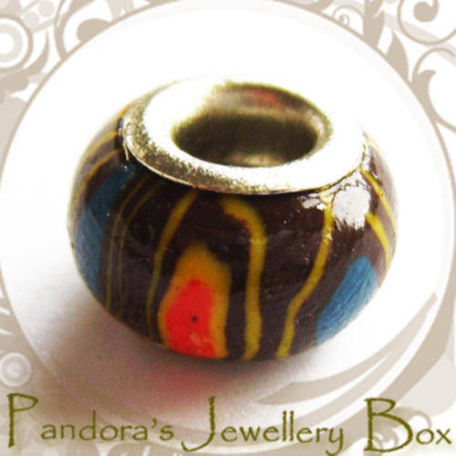 Funky Wooden Painted EURO Bead Charm
