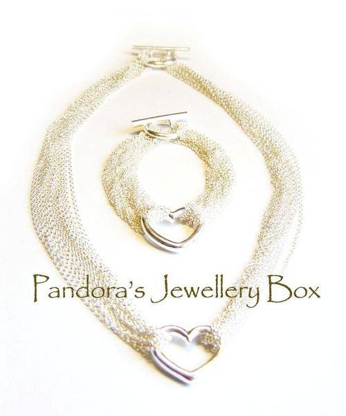 925 Sterling Silver HEART Jewellery Set