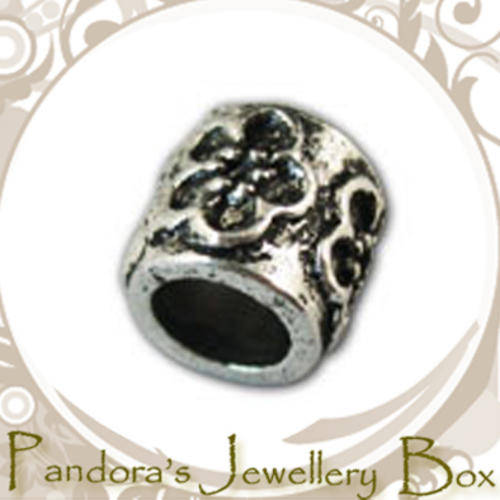 Decorative Barrel Tibetan Silver EURO Bead Charm