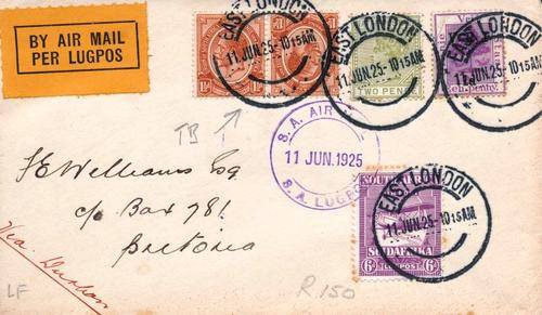 SA UNION COVER - WITH KGV TETE BECHE - NATAL - OFS & 1st AIR STAMPS - FAIRLY SCARCE - VIEW BELOW