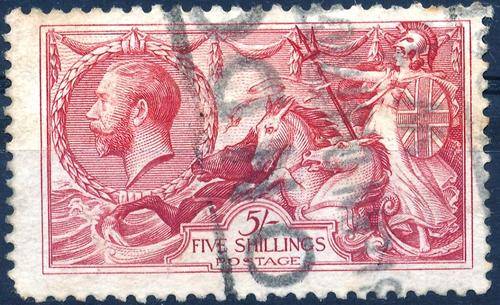 GB - KGV - "SEA HORSES" - 5/- - SG 451 - CAT VALUE = R 1,150.00!! - VIEW BELOW