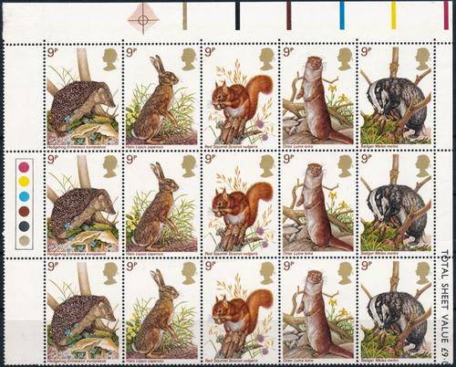 GB - QE2 - 1977 - "BRITISH WILDLIFE" - TRAFFIC LIGHT BLOCK OF 15!! - PLUS A USED SET - CV = R 120.00