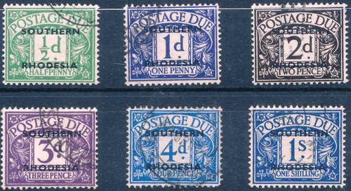 SOUTHERN RHODESIA - POSTAGE DUE OVERPRINTED ON BRITISH STAMPS - FULL SET FINE USED - CV = R 407.00!