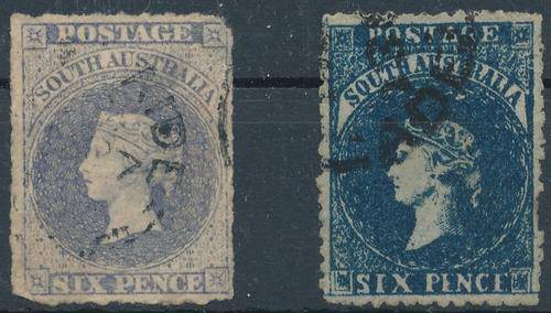 SOUTH AUSTRALIA  - TWO RARE STAMPS USED - SG3 & SG17 - CV = R 3,780.00!!! (ZZZ)