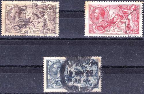 GB - KGV - "SEA HORSES" - 2/6, 5/- & 10/- USED - CV = R 4,275.00 - (X)