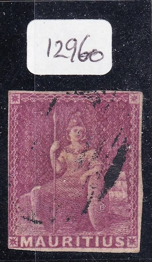 MAURITIUS - 1859 - "BRITANNIA" - DULL MAGENTA (SG29) - USED (WITH CERTIFICATE) CV = R 3,250.00 (M)