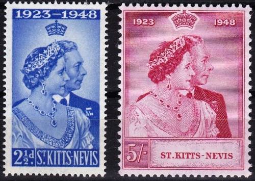 ST KITTS - 1948 - ROYAL SILVER WEDDING SET - LMM - SG80-81 - CV = R 180.00