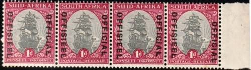 SA UNION - STRIP OF 4 - 2 STAMPS HINGED - VARIETY - READ BELOW - SACC 25aa