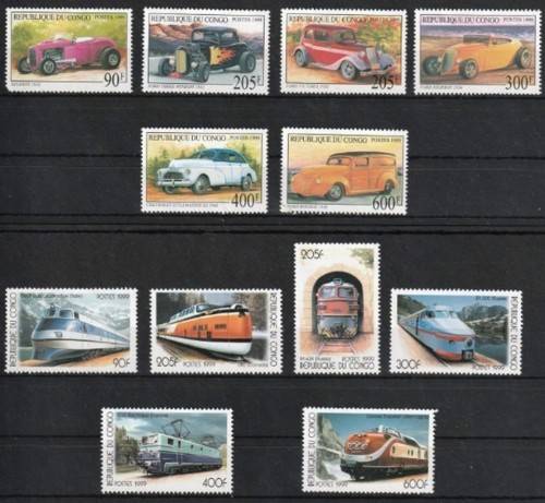 CONGO - THEMATICS - CARS & TRAINS - 2 SETS - UNUSED - VIEW BELOW (X)
