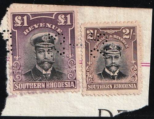 SOUTHERN RHODESIA - REVENUES - 2/- + 1 POUND - VIEW BELOW - (X)