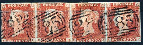 GB - QUEEN VICTORIA - 1d BLUE - RARE STRIP OF FOUR!!!!! - VIEW BELOW - (CV = R400.00+++) Cheapest