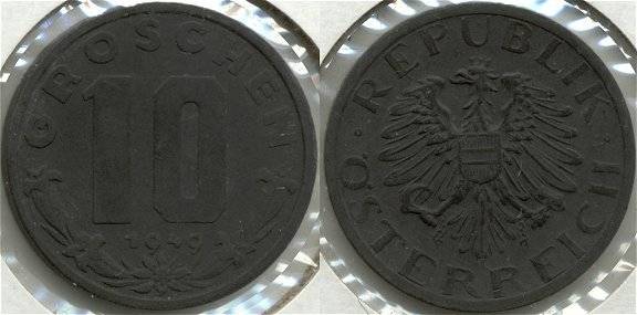 1949 Republik Osterreich 10 Groschen
