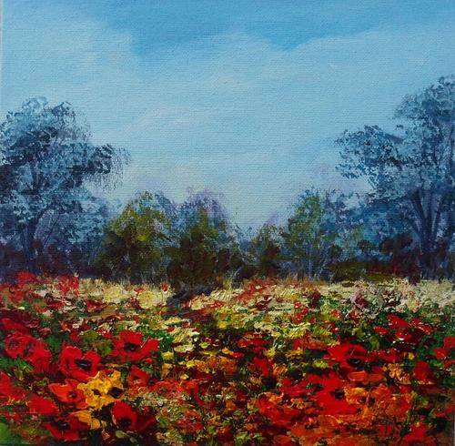Special !! Bids start with R1.00 !!! Original Acrylic Painting by Joy Clark "Poppies"