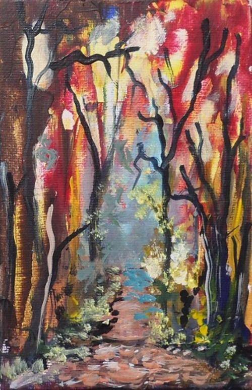 Special !!! Bids start with R1.00 !!! A Little Painting by Joy Clark "Forest Path"