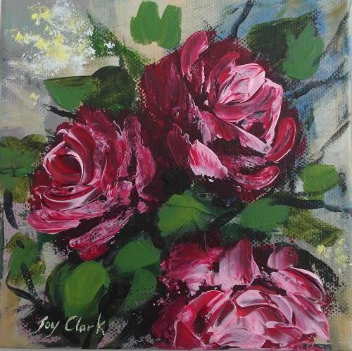 Crazy Wednesday Special... "Rose Garden" Acrylic Painting 15cm x 15cm