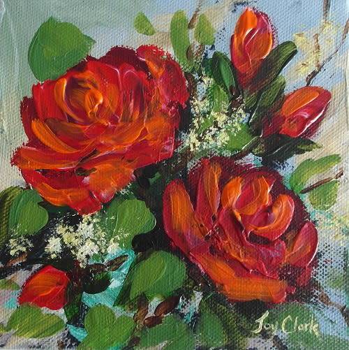 Crazy Wednesday Special... "Rose Garden" Acrylic Painting 15cm x 15cm