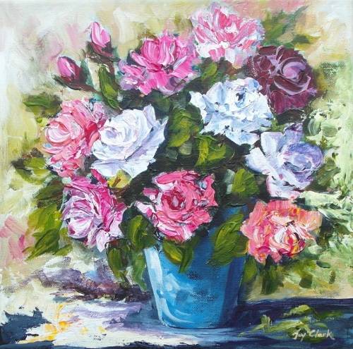 Crazy Wednesday Special... "In my Blue Vase" Acrylic Painting 30cm x 30cm -Ready to Hang