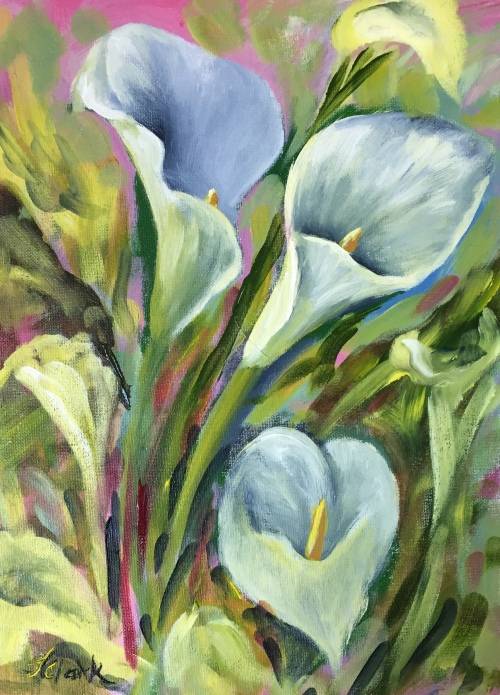 "Arum Lilies" Original Painting by S.A. Artist, Joy Clark