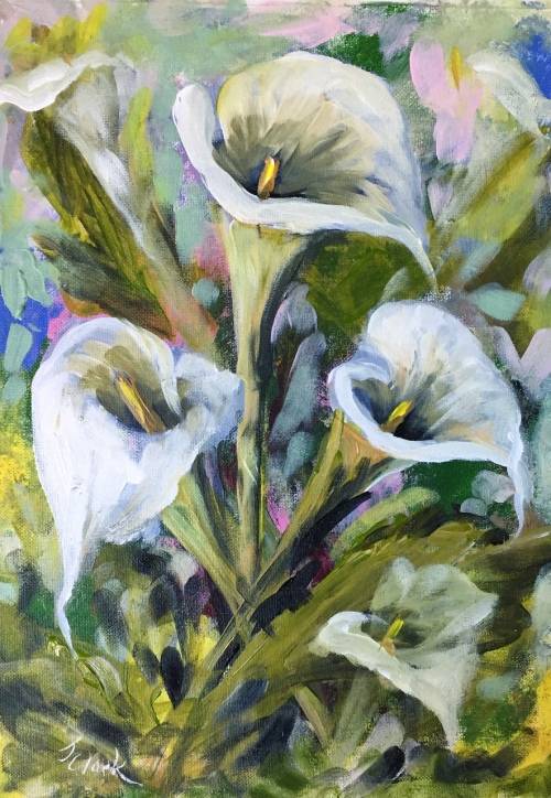 "Arums" Original Painting by S.A. Artist, Joy Clark