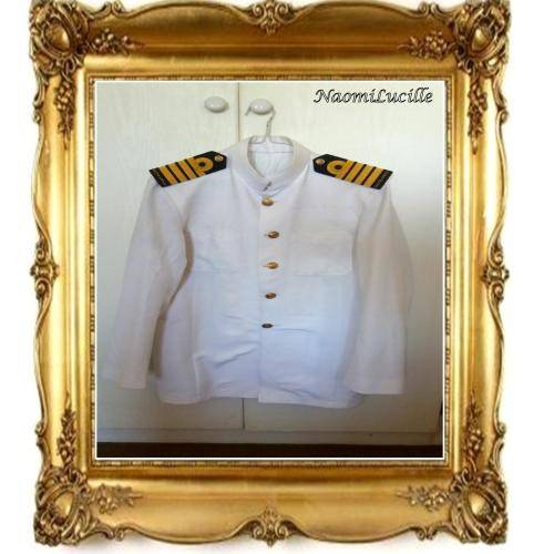 WHITE SA NAVY CEREMONIAL SUIT- CAPTAIN'S [SAN] GOLD BRAIDED EPAULETTES AND BUTTONS  [SANDF]