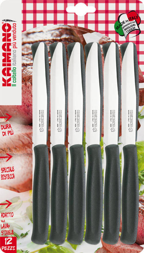 KAIMANO DINAMIK - 12 STEAK KNIVES - WOOD COLOUR