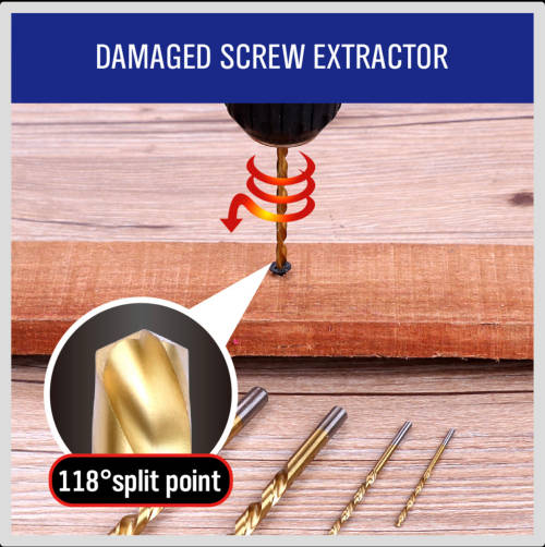 10pcs Easy Out Screw Extractor Set Matched Left Hand Drill Bits Broken Bolt New