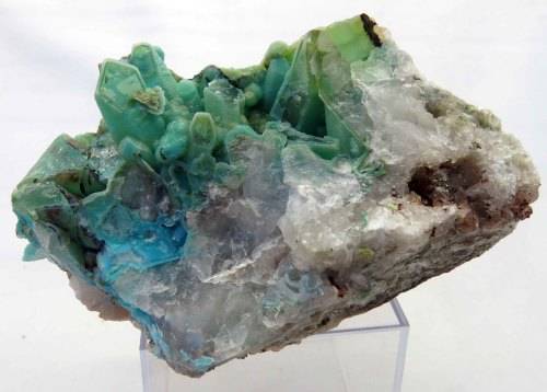 Chrysocolla on Quartz, Messina Copper Mine, South Africa
