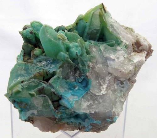 Chrysocolla on Quartz, Messina Copper Mine, South Africa