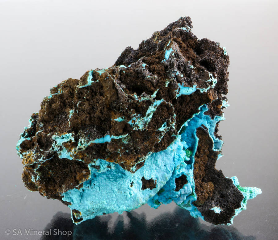 Chrysocolla Psm after Malachite After Azurite, Lupoto Mine, Kakumba, Kipushi, DRC
