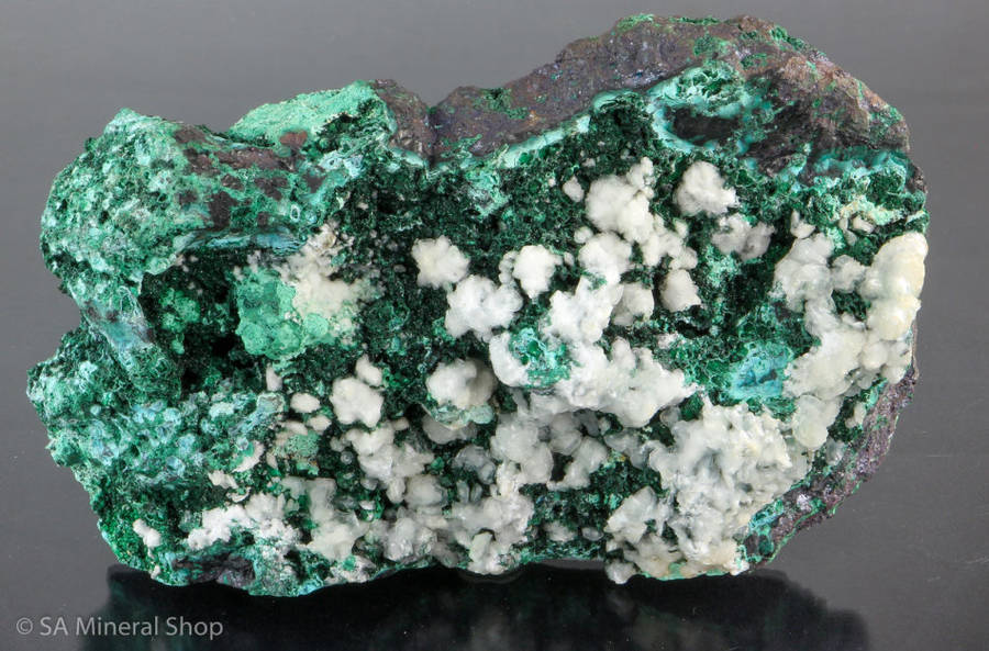 Hemimorphite Cluster on Malachite. Base Polished, Kimbedi, Mindouli, Brazzaville, Congo