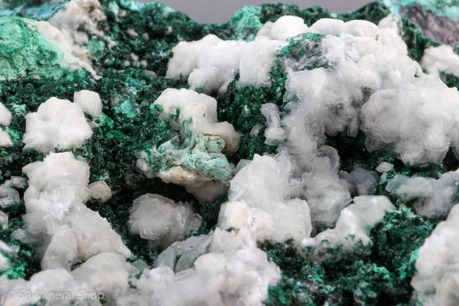 Hemimorphite Cluster on Malachite. Base Polished, Kimbedi, Mindouli, Brazzaville, Congo