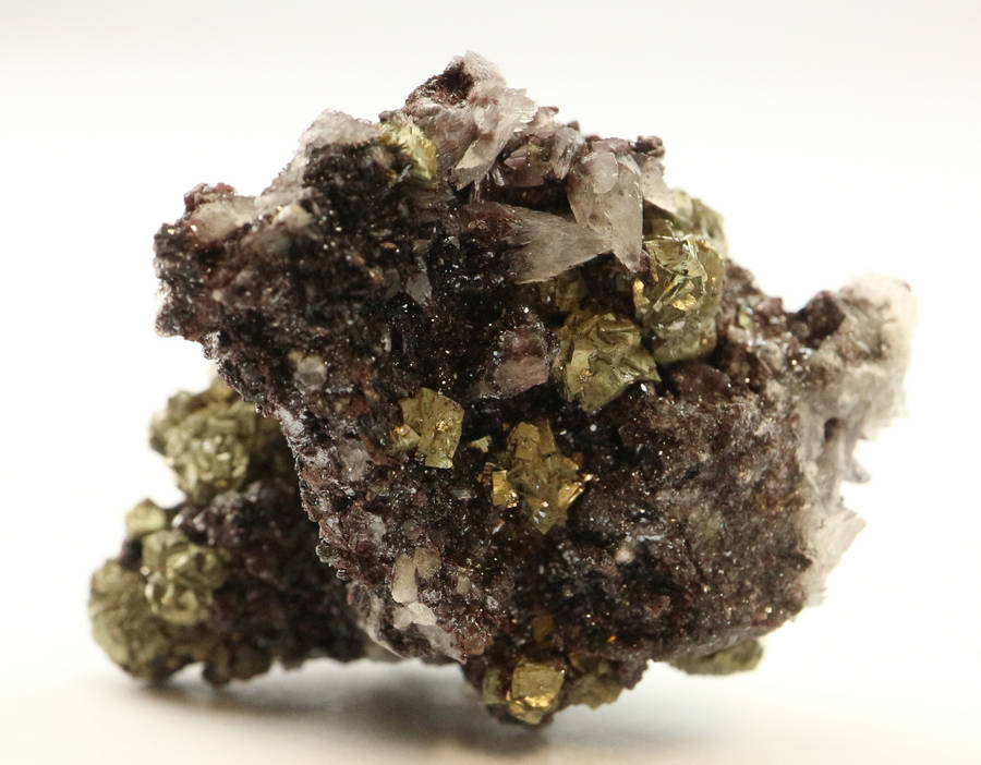 Pyrite on Specularite, N`Chwaning II, Northern Cape, South Africa