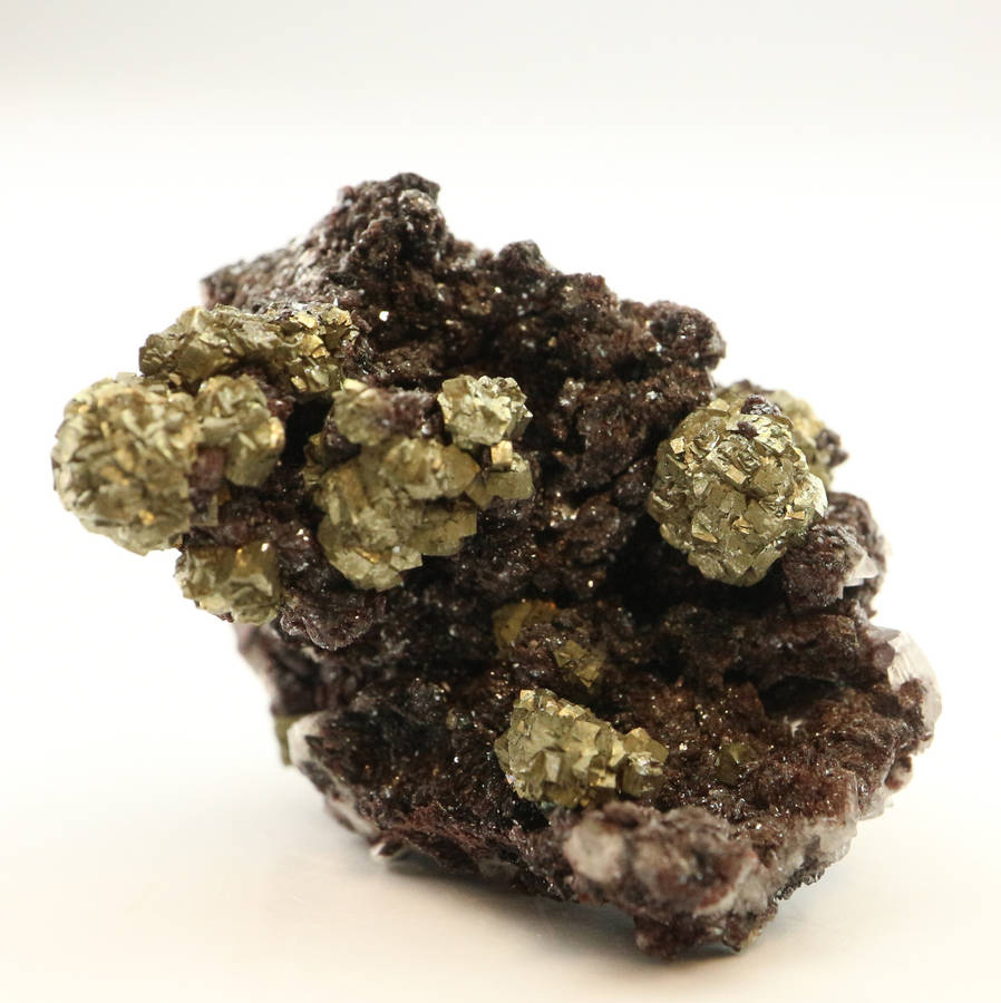 Pyrite on Specularite, N`Chwaning II, Northern Cape, South Africa